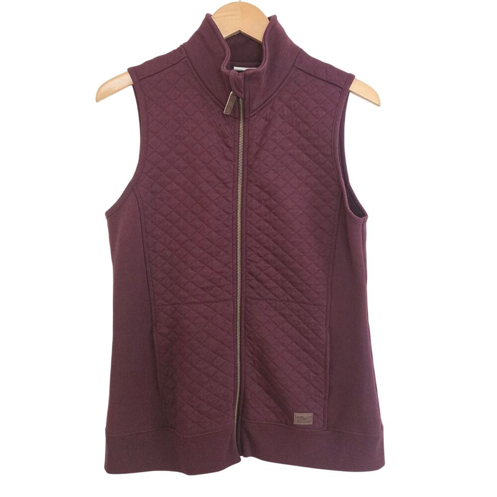 L.L. Bean Burgundy Quilted Cotton Blend Full Zip Vest M